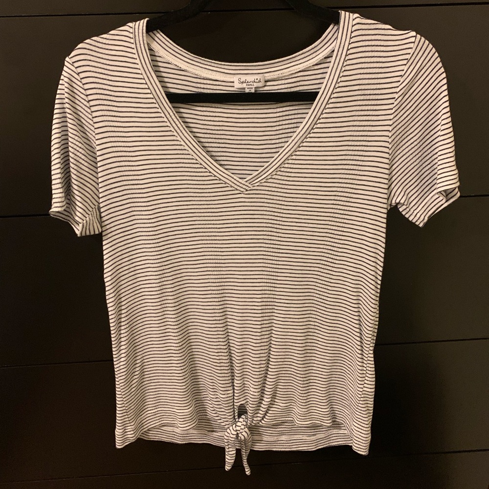 Splendid tie front stripe tee size small